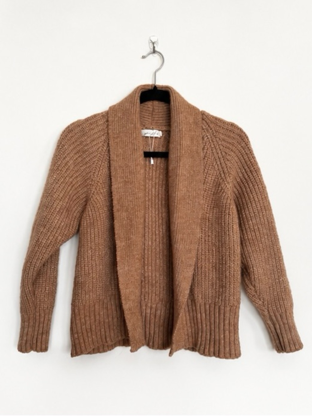 Chunky Knit Cardigan Sweater Camel Size S